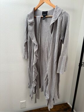 Cynthia Rowley Gray Ruffled Knit Robe